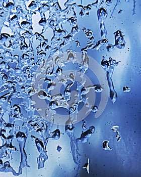 Amazing Ice Formation On Dirty Glass Window