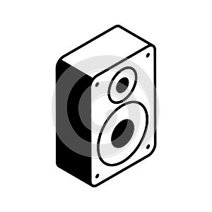 Amazing icon of sound speaker in trendy isometric style, ready to use vector