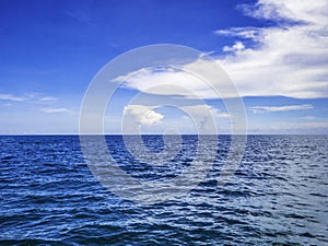 Amazing Idyllic ocean and Cloudy sky with endless horizon