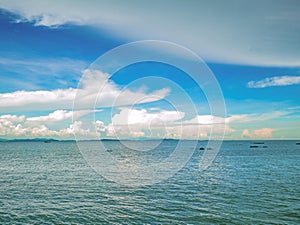 Amazing Idyllic ocean and Cloudy sky with endless horizon