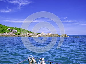 Amazing Idyllic ocean and Cloudy sky with Island view