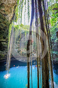 Amazing Ik-Kil Cenote near Chichen Itza, Mexico