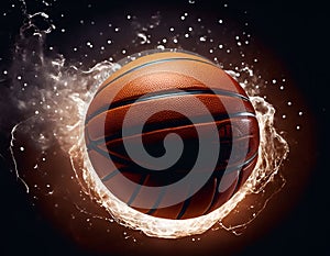 an amazing image of A basket ball closer view with fire