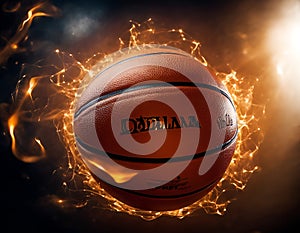 an amazing image of A basket ball closer view with fire