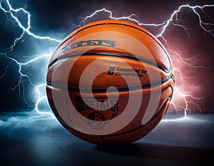 an amazing image of A basket ball closer view with lightning electric