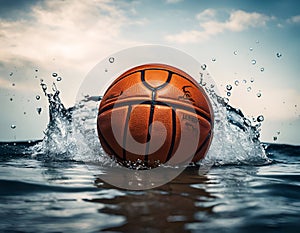 an amazing image of A basket ball closer view splashing in the water