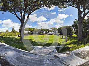 Amazing immersive panoamic view from the Cibele Sanctuary with a view of the Campo della Magna Mater in the archaeological