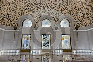 Amazing interior of Mosque, Abu Dhabi, United Arab Emirates