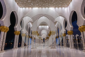 Amazing interior of Mosque, Abu Dhabi, United Arab Emirates