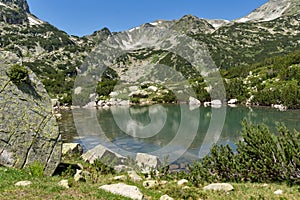 Amazing landscape of Banski lakes and Small Polezhan peak, Pirin Mountain