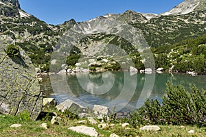 Amazing landscape of Banski lakes and Small Polezhan peak, Pirin Mountain photo