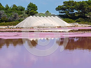 Amazing landscape of the beautiful salt flats at Colonia de Sant Jordi, Ses Salines, Mallorca, Spain