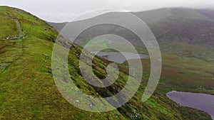 The amazing landscape of Dingle Peninsula in Ireland - aerial view from a drone