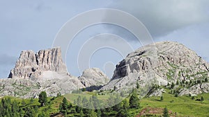 Amazing landscape at the Dolomites in Italy. View at Averau mountain the highest of the Nuvolau Group. Dolomites