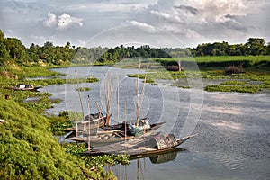 Amazing landscape of Jalangi River, is a branch of the Ganges river in Murshidabad and Nadia districts in the Indian state of West