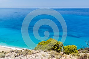 Amazing landscape of Kokkinos Vrachos Beach with blue waters, Lefkada, Greece photo