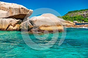 Amazing landscape of La Digue Island in the Seychelles Archipelago