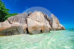 Amazing landscape of La Digue Island in the Seychelles Archipelago