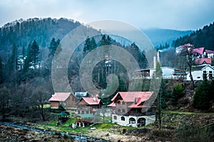 Amazing landscape of picturesque village in Carpathians
