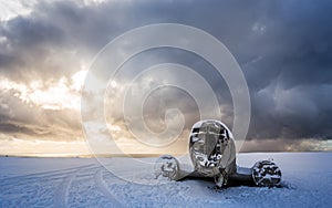 Amazing landscape of plane on beach, vik, Iceland