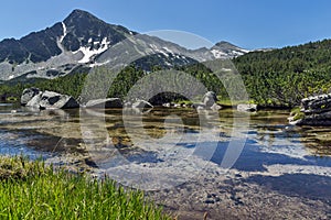 Amazing landscape of Sivrya peak and Banski lakes, Pirin Mountain