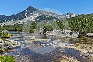 Amazing Landscape of Sivrya peak and Banski lakes, Pirin Mountain