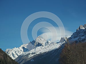 Amazing landscape at the summits of the Mont Blanc range on the French side
