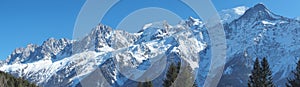 Amazing landscape at the summits of the Mont Blanc range on the French side