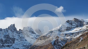 Amazing landscape at the summits of the Mont Blanc range on the Italian side