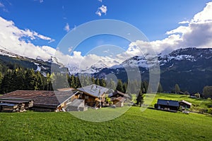Amazing landscape terrain along the railway track in Jungfrau Region, Switzerland