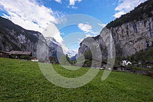 Amazing landscape terrain along the railway track in Jungfrau Region, Switzerland