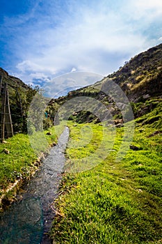 Background of a watercourse near to a land in Ayacucho, Peru. photo