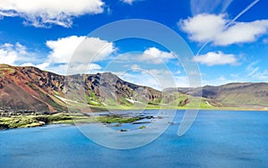 The Amazing Ljotipollur crater lake in Iceland. photo