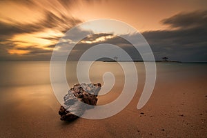 Amazing long exposure of sunrise at Sanur beach, Bali, Indonesia