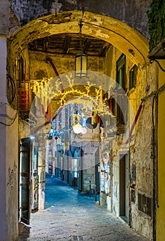 The amazing `Luci d`Artista` artist lights in Salerno during Christmas time, Campania, Italy.