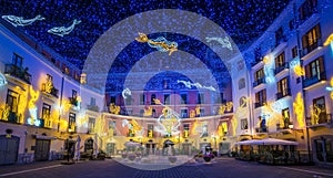 The amazing `Luci d`Artista` artist lights in Salerno during Christmas time, Campania, Italy. photo