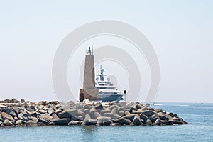 Amazing luxury yacht arriving to puerto banus