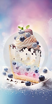 Amazing And Magical Try This Ice Cream Blueberry Cheesecake Wallpaper And Watch Your Smartphones Background Colors Pop. Generative