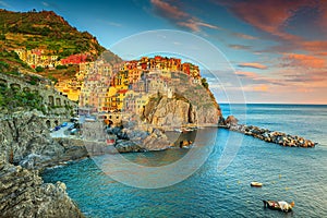 Amazing Manarola village, Cinque Terre, Liguria, Italy, Europe