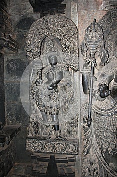 Amazing micro work done sculpture inside the main sanctum of Hoysaleswara Temple