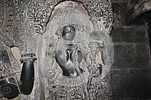 Amazing micro work done sculpture inside the main sanctum of Hoysaleswara Temple