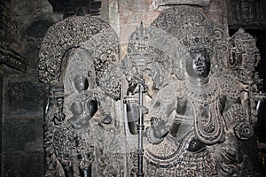 Amazing micro work done sculpture inside the main sanctum of Hoysaleswara Temple