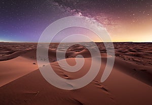 Sahara desert at night with stars