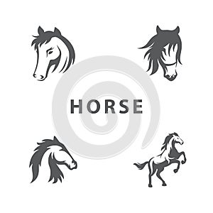 Amazing Modern Set Horse Mustang Inspiration Concept Vector Design Black on White