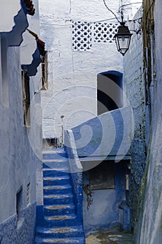Amazing Morocco, city of Chefchaouen, narrow streets, blue walls