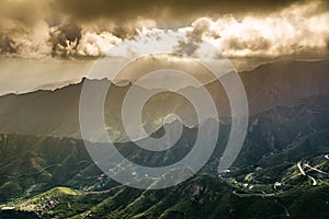 Amazing mountain landscape on tropical island. Location: Tenerife, Canary Islands, Spain. Artistic picture. Beauty world. Travel