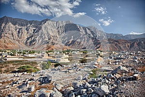 Amazing mountain scenery in Bukha, Musandam peninsula, Oman.