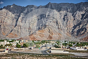 Amazing mountain scenery in Bukha, Musandam peninsula, Oman.