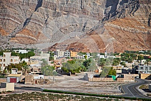 Amazing mountain scenery in Bukha, Musandam peninsula, Oman.