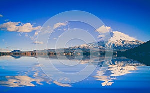 Amazing Mt. Fuji, Japan with the reflection on the on water at L